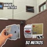 Varal Nylon Retrátil Recolhível De Parede Seca 30m Corda