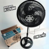Ventilado De Coluna Turbo 6 Pás 40cm Preto Ventisol Diâmetro 40 Cm Frequência 80 Watts