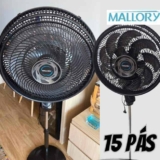 Ventilador de Coluna Mallory Athos 140W, Silencioso, Com Hélice de 15 pás, Grade Especial em Sistema TS, Máxima Vazão e Mínimo Ruído – PR – GR – 220V