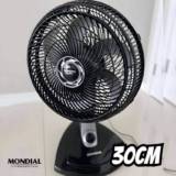 Ventilador de Mesa 30cm Turbo Mondial Preto/Prata 60W 6 Pás VT-30-NB