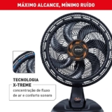 Ventilador de Mesa Arno X-TREME 7 Cinza 40cm VE71, 150W, 7 Pás, 3 Velocidades, Oscilação 80º, Power Zone, Modo Noturno Silencioso, 220V