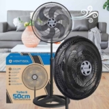 Ventisol Ventilador de Coluna Oscilante, Turbo 6 Pás Premium, Preto, 50cm, 127V
