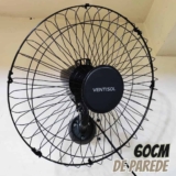 Ventisol Ventilador de Parede Oscilante, 3 Pás Premium, Preto, 60cm, Bivolt