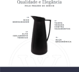 WOLFF Garrafa Térmica de Plástico Swan Preta 1L – Utensílios de Cozinha – Mesa Posta – Decoração -Perfeita Para Café e Chá-Mantém a Temperatura de Bebidas Quentes e Geladas