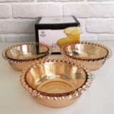 WOLFF Pearl Conjunto de 3 Bowls de Cristal, Laranja (Âmbar), 14 x 5 cm