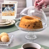 Wolff Pearl Prato com Pé e Tampa de Cristal, Transparente, 20 x 18 cm